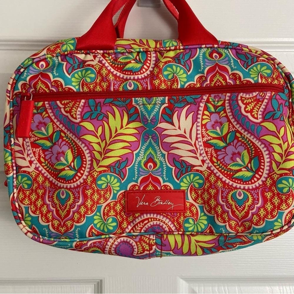 Vera Bradley Light Up Travel Organizer Bag Pink Paisley Floral Mesh Pockets - Picture 2 of 14
